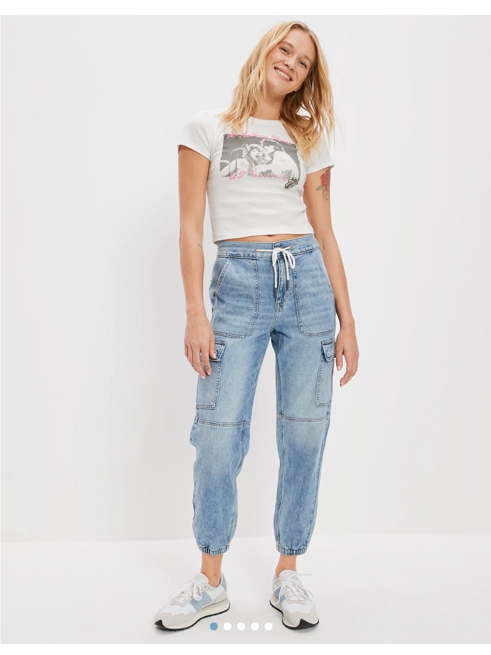 American Eagle Outfitters Light Blue Cargo Jogger Jeans